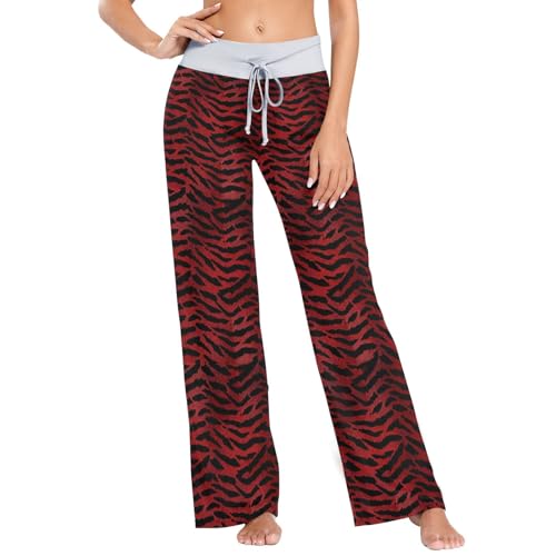 Pantalon de pyjama femme imprimé tigre noir et rouge pour offrir
