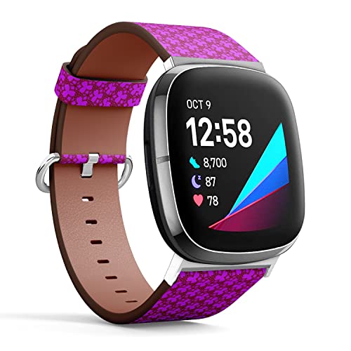 CJBROES Replacement Leather Watch Band, Compatible with Fitbit Versa 3 and Fitbit Sense of Wristband Bracelet Accessory - Mirror Geometric Shape