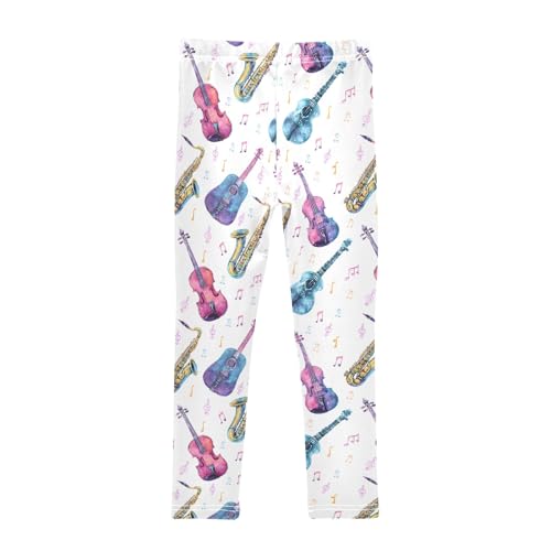 Girls' Athletic Leggings Ankle Length Yoga Dance Pants Kids Teen 4T Colorful Musical Instruments2