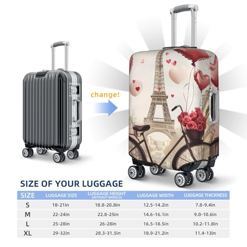 Love Paris Tower Coffee Elastic Travel Luggage Cover, Washable Spandex Suitcase Protector, Anti-Scratch Fits 18-32 Inch 6