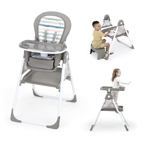 Image of Ingenuity Proper Positioner Create Up Baby High Chair, 9 Modes of Use, Toddler Tower, Table and Chair, Foldable, Adjustable Footrest, 90 Degree Posture Aids Digestion, Ages 0-5 Years - Soulful Skies