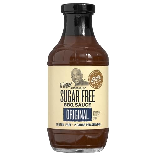 G Hughes - Salsa barbacoa original sin azúcar, salsa barbacoa sin azúcar, sin gluten, baja en carbohidratos, 18 onzas (paquete de 1)