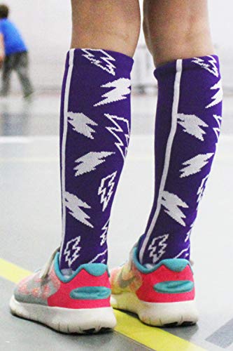 Crazy Socks With Lightning Bolts (Black/Neon Pink, Medium) #TOP4