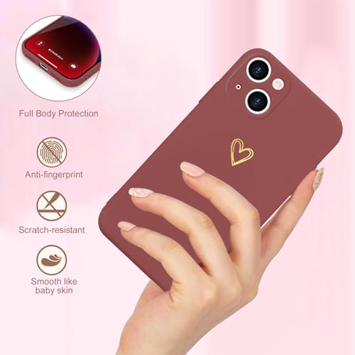 Image of Wirvyuer for iPhone 14 Case Cute Slim Shockproof Phone Case with Wireless Charging Support and Protection, Red