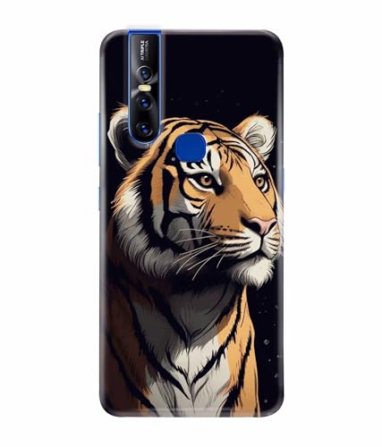 Image of Tiger Faces Animal Printed Hard Back Case Cover & Compatible for Vivo V15 (Multicolor) - D1807