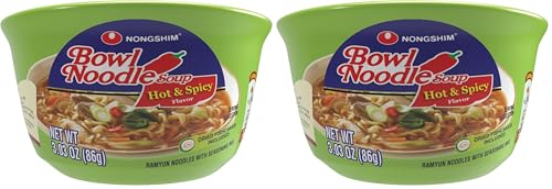 Image of Nongshim Ramen Noodles, Gourmet Instant Ramen bowl, Premium Microwavable Noodle Soup, Hot & Spicy, 3.03 Ounce (Pack of 24)