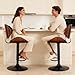 DUMOS Swivel Bar Stools Set of 2, Adjustable Counter Height Bentwood BarStools, PU Leather Upholstery Bar Chair with Ergonomic Back and Footrest, Counter Stools for Bar, Home Kitchen Island, Black