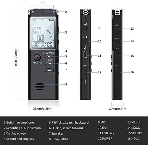 Image of DDLC Digital Mini Voice Recorders -Small Hidden Spy Super Long Storage Capacity 8GB | Date & Time Stamp | Easy to Use | Crystal Clear Sound Digital Recording Mp3 Player (LCD 8GB)