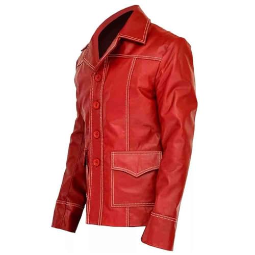 Tyler Durden Leather Jacket | Tyler Durden Fight Club Red Faux Leather Jacket4
