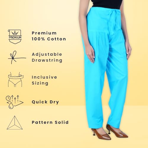 Image of Happy Bunny Salwar Pant - Modern Style Pure Cotton for Women - Ethnic Semi Patiala Trouser - Office,Home - All Day Comfort Wear with Drawstring