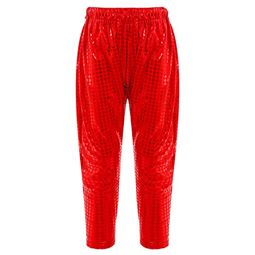 Aislor Girls Boys Glitter Sequins Hip Hop Jazz Street Modern Solo Dance Harem Pants Sweatpants Performance Trousers