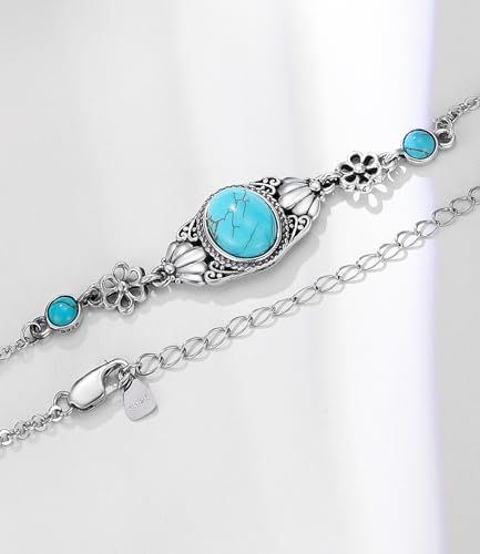 Genuine Turquoise Moonstone Onyx Bracelet for Women Native American Adjustable Boho Style 925 Sterling Silver Western Jewelry 6.5 to 7.5 Inch4