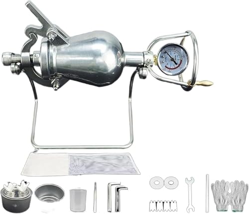 Máquina para Hacer Palomitas de maíz de Acero Inoxidable 304, con manivela Manual, Calentamiento Lento y manómetro, Ideal para reuniones Familiares y Fiestas (360 ml)