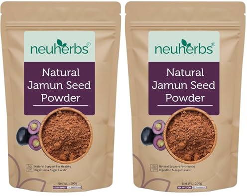Image of Neuherbs Natural Jamun Seed Powder - 200g For Diabetes | Supports Healthy Digestion & Sugar Levels | Rich in Vitamin C, Iron, Magnesium & Fiber (Pack of 2)