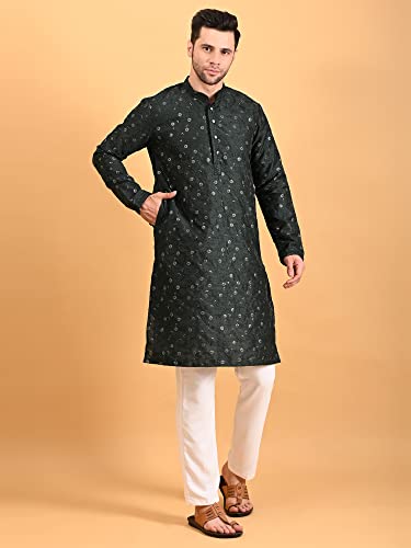 Image of Uri and MacKenzie Embroidery Silk Men's Kurta Pyjama Set