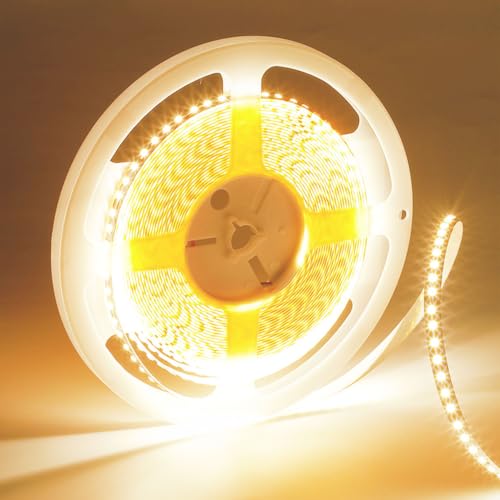 Image of AC110-130V LED Strip Lights,Dimmable 10000LM 16.4ft /5m SMD 2835 600 LEDs Waterproof IP44 LED Lights Strip Ribbon, More Brightness Than Low Voltage LED Strip Lights (Warm White 3000K)