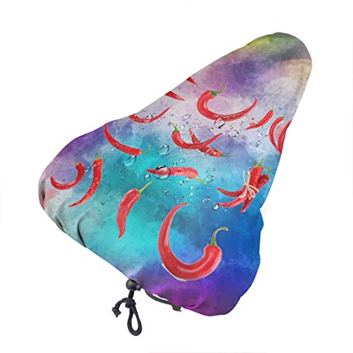 MOLLUDY Cubierta de Asiento de Bicicleta Sillín Cubre Bicicleta Chile Picante Sillin para Bicicleta Impermeable 27 * 24 cm