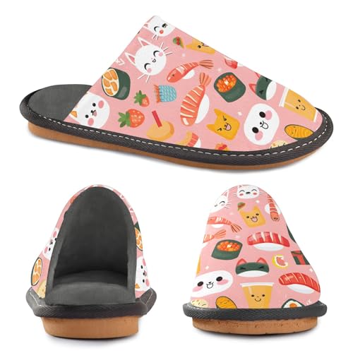 senya Cat Sushi Fuzzy Slippers Soft Home Bedroom Slippers for Women Men House Shoes4