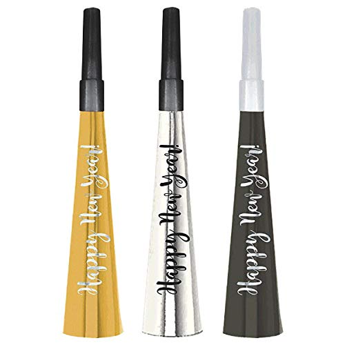 Black, Silver & Gold Foil New Year's Horns - 9