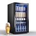 TRIUMPHKEY 90L Mini-Kühlschrank mit Glasfront (Glastür), Kompakter Getränkekühlschrank für bis zu 128 Dosen, mit verstellbaren Regalen für Bier, Wein, Soda, Ideal für Haushalt, Bar, Büro, Wohnung