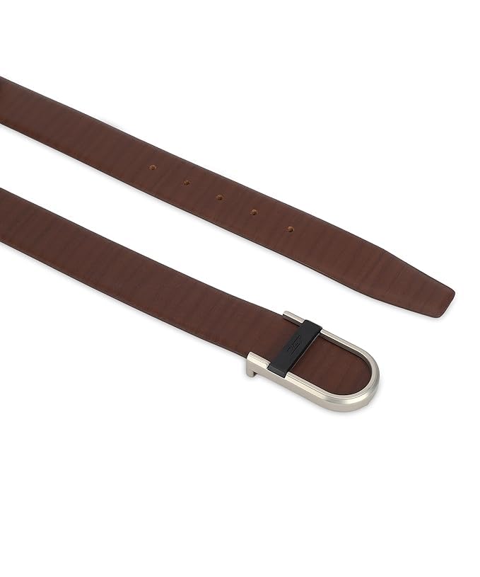 Image of GIL Brown Leather Belt for Men, Men's 34mm Profile Leather Belt with Signature Buckle, Casual and Formal Wear