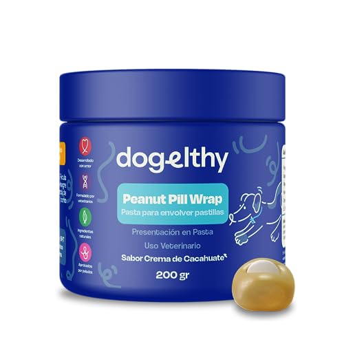 Alimento Para Perro, Pet Products Dogelthy Pill Wrap. Recubrimiento de Pastillas para Perro Sabor Crema de Cacahuate Ideal para facilitar Dar Pastillas a tu Mascota. Envoltorio para Cápsulas...