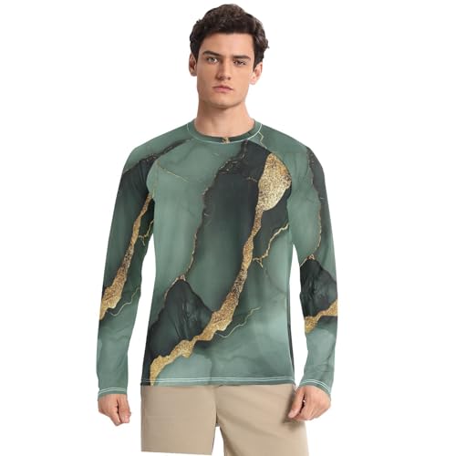 Marble Sage Green Black Sun Protection SPF Rash Guard Shirt Elastic Comfort UV Sun Protection Outdoors - Main Image