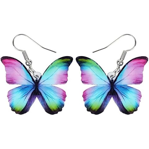 Bonsny Drop Dangle Floral Butterfly Earrings Fashion Insect Jewelry For Women Gift Cover