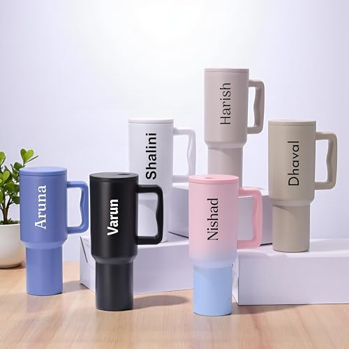 Image of CYNVEXA Personalized with Your Name, Tumbler with lid and Straw 1200ML Cup Stainless Steel Vacuum Insulated Tumbler for Water, Iced Tea or Coffee 1.2L Office Gym Travelling (Candy HASE)
