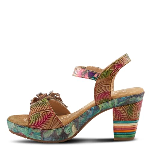 Image of L`Artiste Leilanie Hand-Painted Leather Platform Heel Sandal