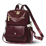 Mochila Bolsa Feminina Reforçada em Couro Sintético com Alça de Ombro Estilosa Prática Ideal Para Trabalho Dia A Dia Passeio Casual (Vinho)