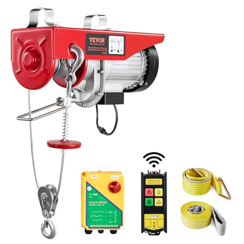 VEVOR 1320lbs Wireless Electric Hoist, 1150W 110V Electric Steel Wire Winch with Wireless Remote Control, 40ft Single Cable Lifting Height & Motor, for Garage Warehouse Factory