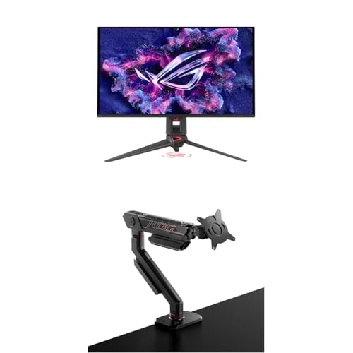 Image of Bundle of ASUS ROG Swift 27 inch 4K QD-OLED Gaming Monitor (PG27UCDM) - 240Hz, 0.03ms, G-SYNC Compatible + ASUS ROG Ergo Monitor Arm (AAS01) - Monitor Mount with Cable Management, Ergonomic, Pivot, Swivel