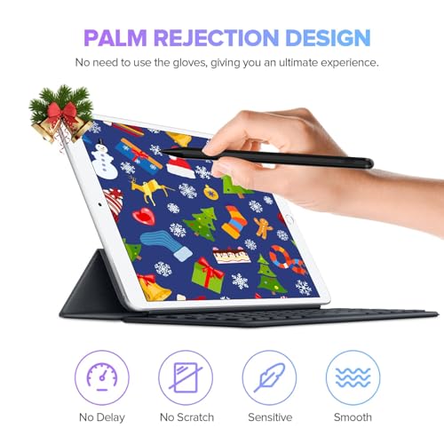 Image of JAMJAKE Stylus Pen 2X Fast Charge Active Pencil Compatible with 2018-2025 Apple iPad Pro 11 inch /12.9 inch /M4, iPad Air 3 /4 /5 /M2 /M3, iPad 6-11, iPad mini 5 /6 Gen-Black