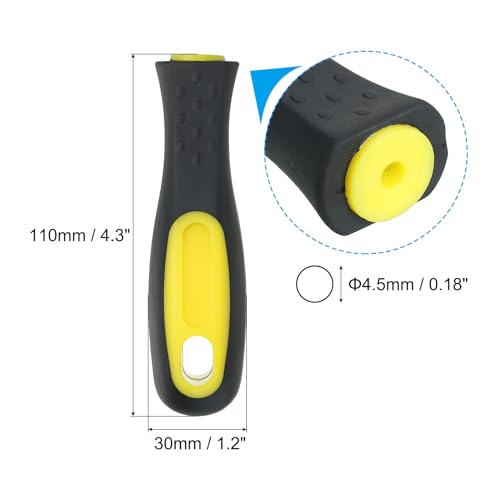 PATIKIL 4.3 Inch Rubber File Handle, 3 Pack File Cutting Tool File Handle Replacement Accessories for 0.18" Diameter File, Black Yellow - Image 2