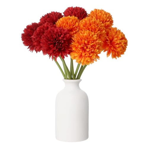 QUARKZMAN 10pcs Boules De Fleurs Artificielles Chrysanthème Faux Chrysanthème Bouquet Fleur en Soie Fausse Fleur pour Décoration De Maison Jardin Mariage...