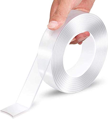 Double Sided Tape Heavy Duty (16.5FT), Multipurpose Removable Mounting Tape Adhesive Grip, Washable Strong Sticky Wall Tape Strips Transparent Tape Poster Carpet Tape for Paste Items,Household