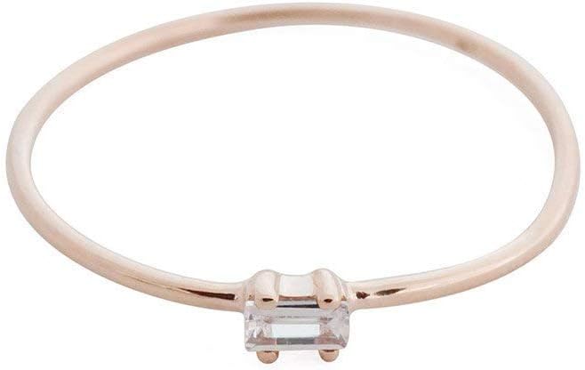 Honeycat White Topaz Baguette Ring Solid 14K Gold or 14k Rose Gold (Size 5-9)