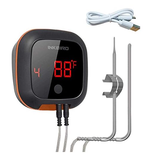 Inkbird IBT-4XS Bluetooth Wireless BBQ Thermometer for Grilling, 150ft Digital Meat Thermometer with Dual probes, Rechargeable Battery, Timer, Alarm, Cooking Smoker Thermometer for Kitchen, Oven, Food