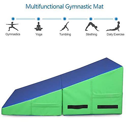 33"X24"X14" Folding Incline Mat, Slope Gymnastics Wedge Cheese Mat, For Kids Teen Exercise Aerobics, Tumbling, Skill Performance For Gymnastics, Tumbling, And Cheerleading #TOP2