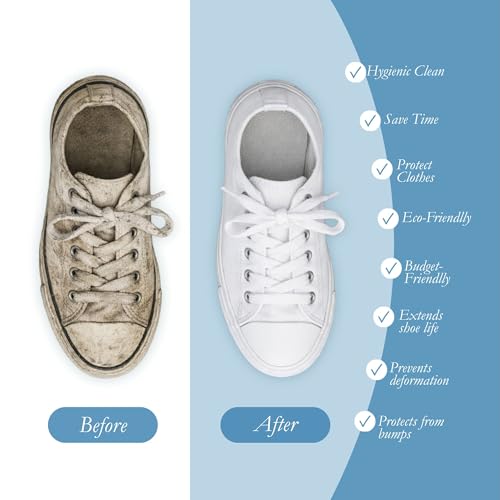 Image of Shoe Washing Machine Bags (2-Pack) - Laundry Bag for Sneakers, Protect Shoes & Washer, Durable Thick Chenille, Reinforced Zipper, Includes Sneaker Brush - Bluehome