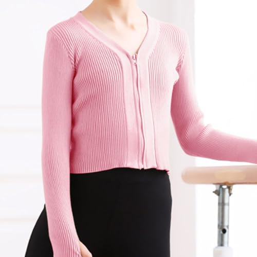 YEAHDOR Kids Girls Ballet Dance Wrap Top Ribbed Knitted Cardigan Long Sleeve Solid Color Shrug Sweater Yoga Workout Top2