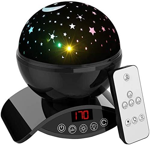 Elecstars Night Lights, Rechargeable Star Projector with Remote Control and Timer Auto Off Design, Rotating Projection Lighting Lamp, Room Decor. (Black)…