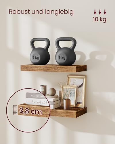 VASAGLE 3er Set Wandregale, Schweberegale, 40 x 20 x 3,8 cm – Ansicht 4