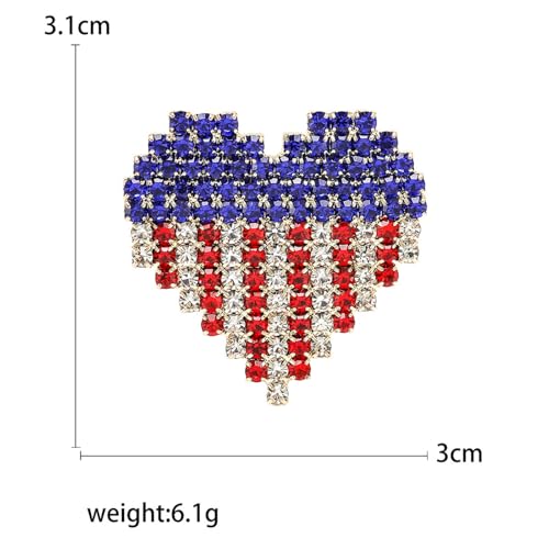 Image of Rhinestone Bowknot USA Flag Brooch Pin for Women Fashion Crystal 4th of July American Patriotic Medal Blue Red Brooches Independence Memorial Day Jewelry