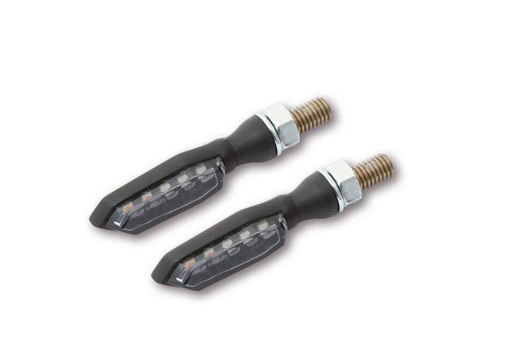 HIGHSIDER LED Rück-, Bremslicht, Blinker Einheit SONIC-X1, schwarz, getönt | Sehr kleine Einheit für hinten, 5 SMDs für Blinken, Fahrlicht und Bremslicht, Maße 44 × 13 × 15,5 mm, Bolzen M8 x 1.25 mm