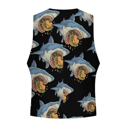 Shark Hamburger Men's Suit Vest Slim Fit Business Dress Party Pattern Waistcoat Vest Top4