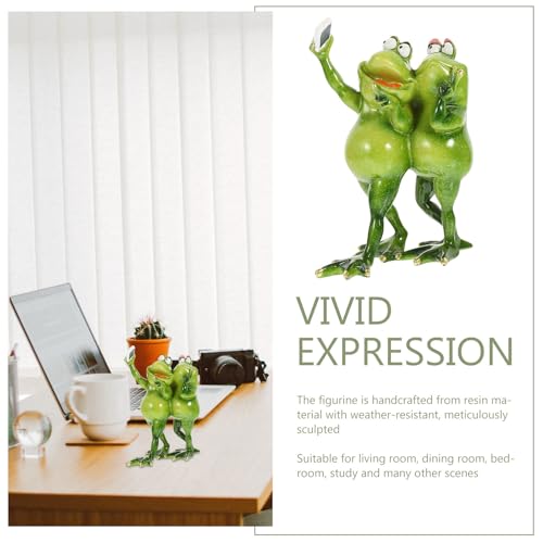 Grenouille conjointe ornement bureau maison et statue résine verte rustique - 7