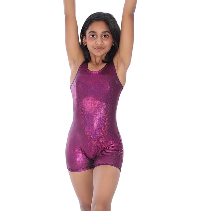 Image of IKAANYA Girls Unitard or Biketard for Gymnastics, Dance, Acrobatics or Swimming (Ages 3-15)