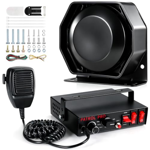 AnTom SoundAlert Police Siren PA System for Truck & Car, w/ Handheld Mic